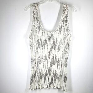 Diane Von Furstenberg Silver Sequin Tank Top L